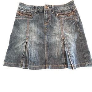 Esprit Casual Denim Mini Skirt Size 27 Dark Wash Zip Pocket Y2K
